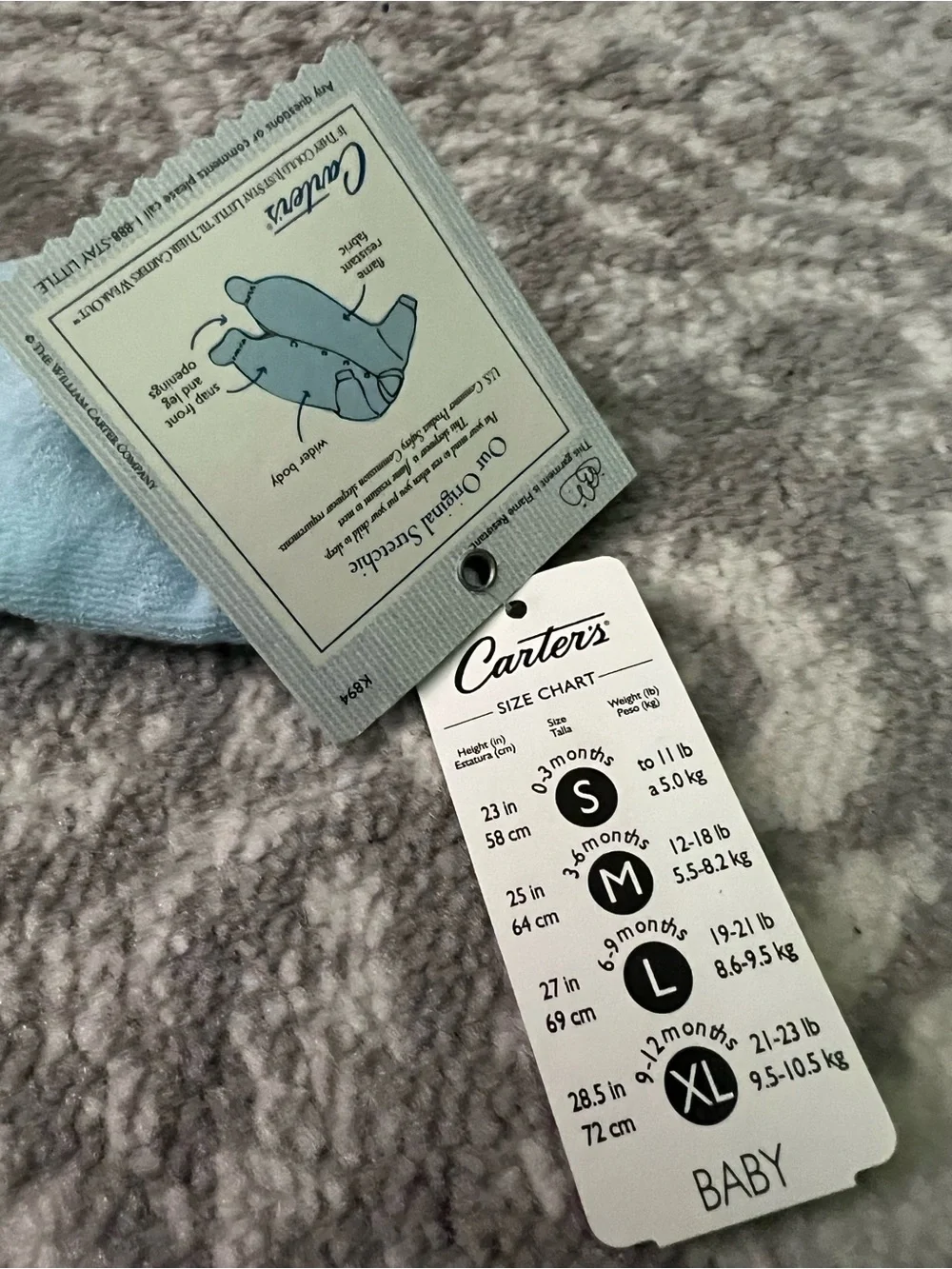 NWT Vintage 90s Carter's Dog Terry Cloth Footed Sleeper Size 6-9 Months